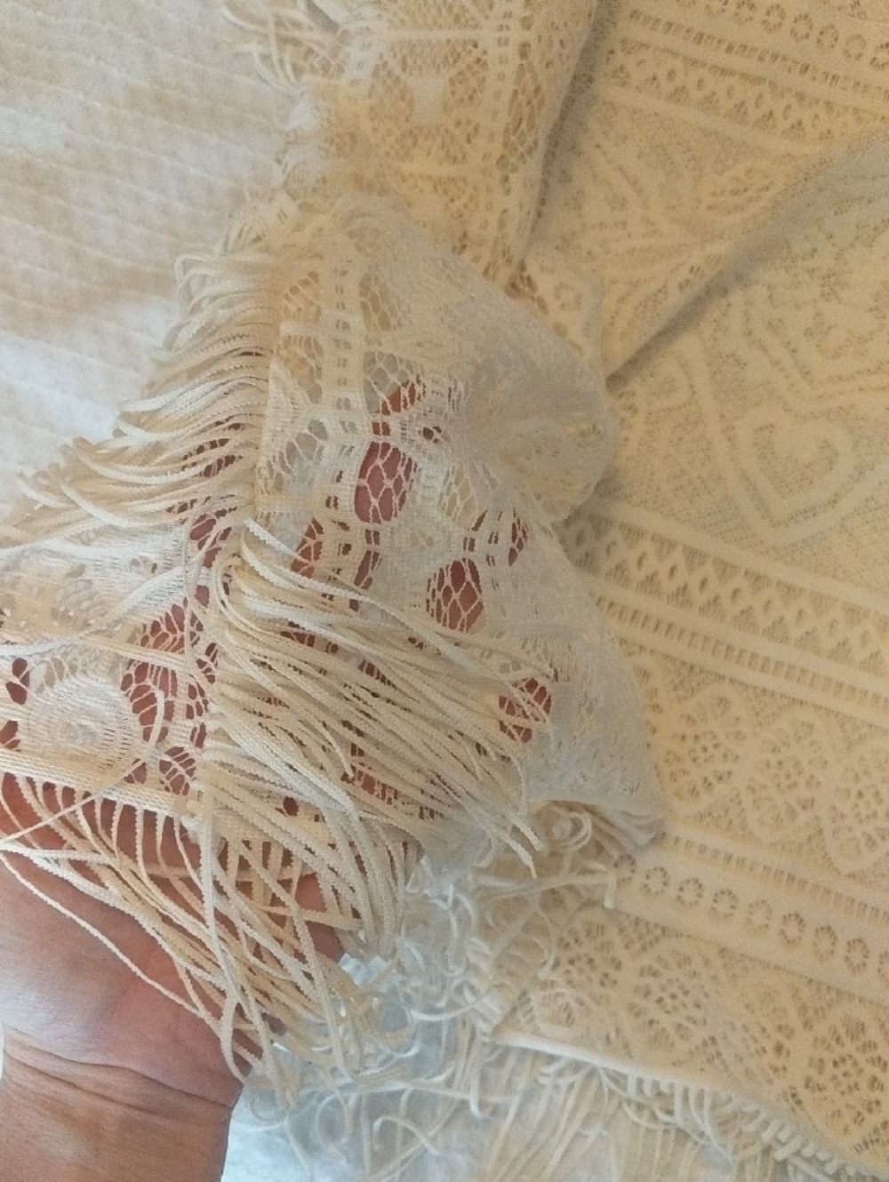 Self Esteem Boho Festival Cream Lace Crochet Openwork Boho Blouse Top Medium M - Picture 4 of 11